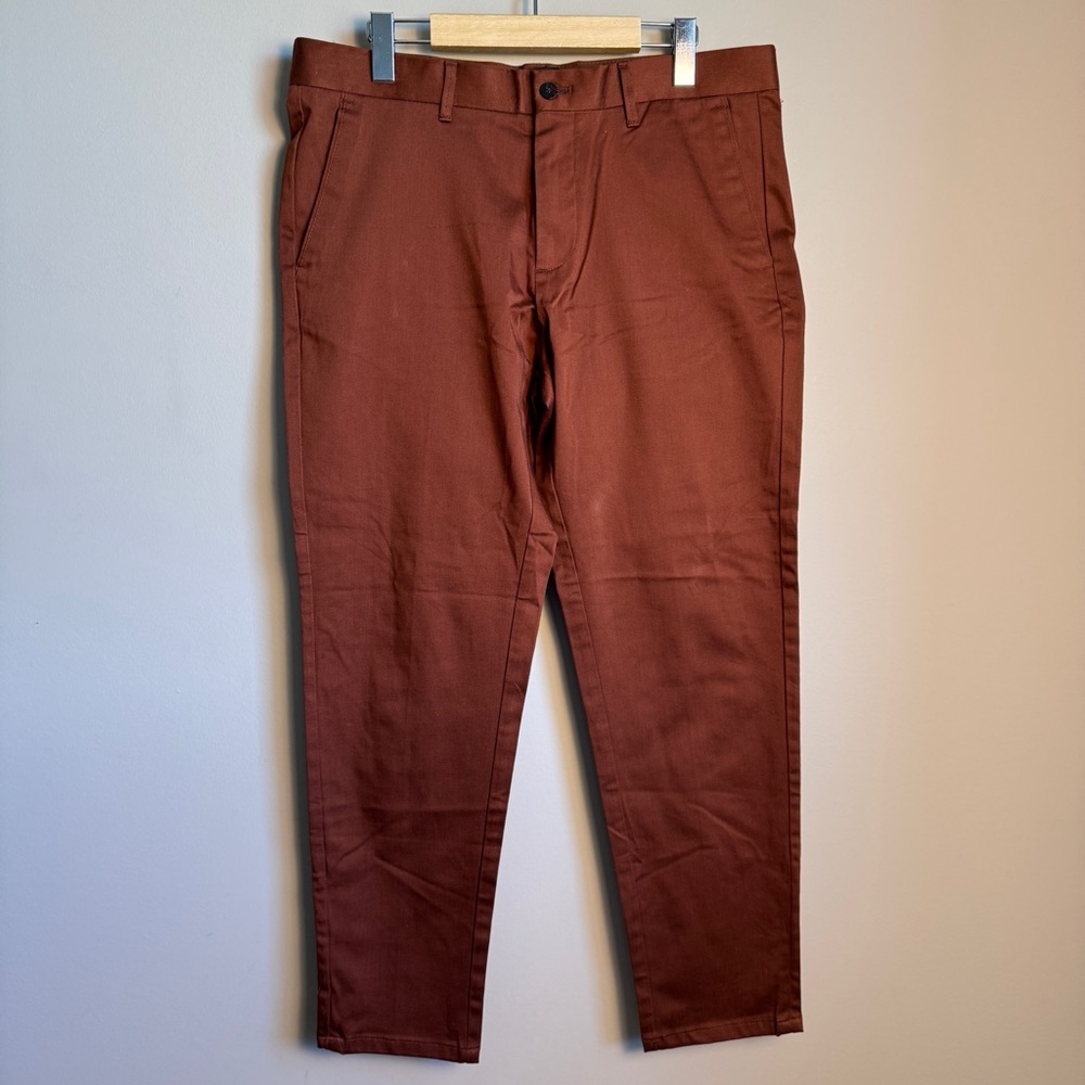 Zara Mens Chino Casual Dress Pants Rusty‎ Brown Size 32 Trouser Preppy Office
